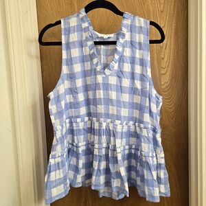 THML Blue and White Checkered Sleeveless Top
